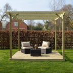 Freestanding Garden Pergola with Decking - Light Green - 2.4m Width x 2.4m Length