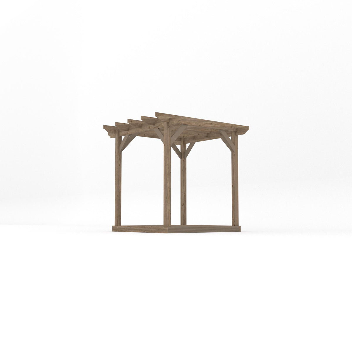 Freestanding Garden Pergola with Decking - Rustic Brown - 2.4m Width x 2.4m Length