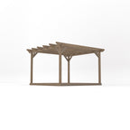 Freestanding Garden Pergola with Decking - Rustic Brown - 3.6m Width x 3.6m Length