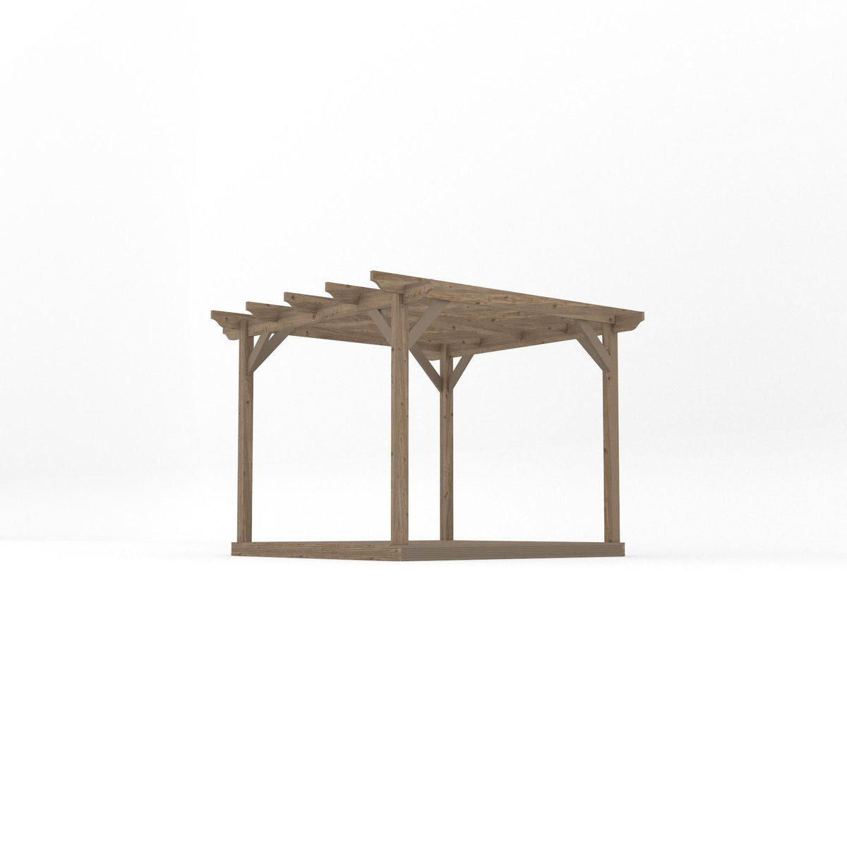 Freestanding Garden Pergola with Decking - Rustic Brown - 3m Width x 3m Length