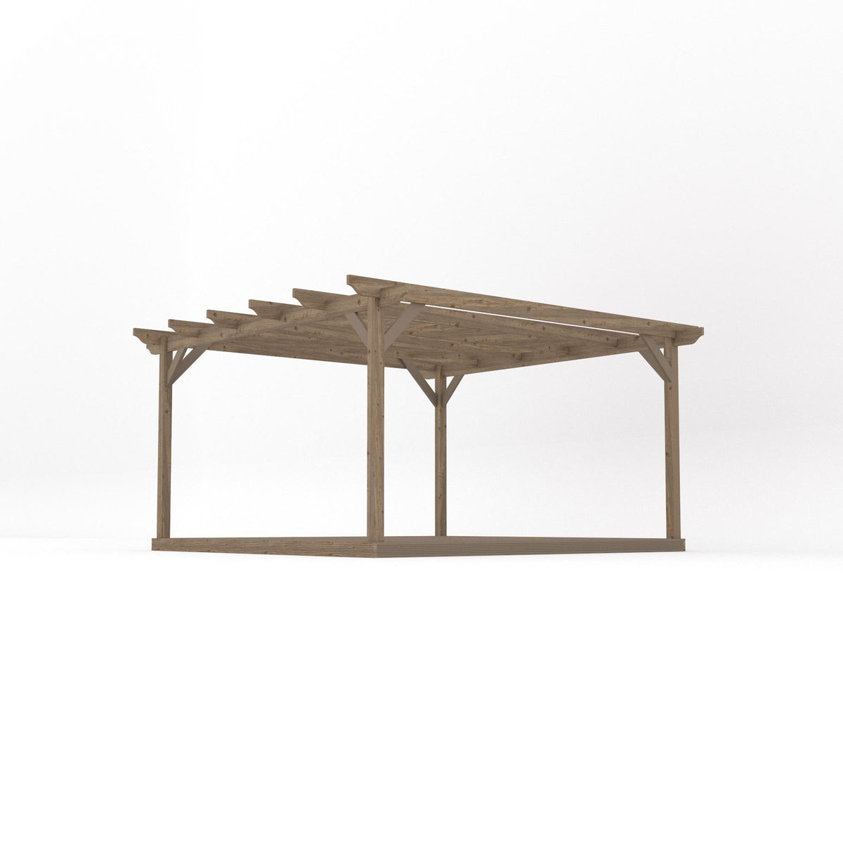 Freestanding Garden Pergola with Decking - Rustic Brown - 4.2m Width x 4.2m Length