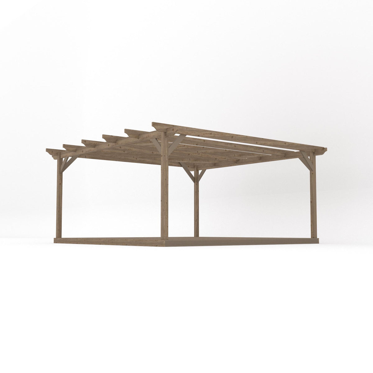 Freestanding Garden Pergola with Decking - Rustic Brown - 4.8m Width x 4.8m Length