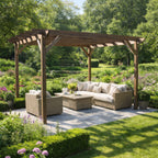 Freestanding Garden Pergola - Rustic Brown - 2.4m Width x 3.6m Length