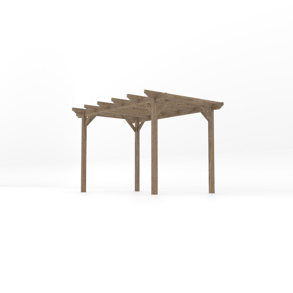 Freestanding Garden Pergola - Rustic Brown - 2.4m Width x 3.6m Length
