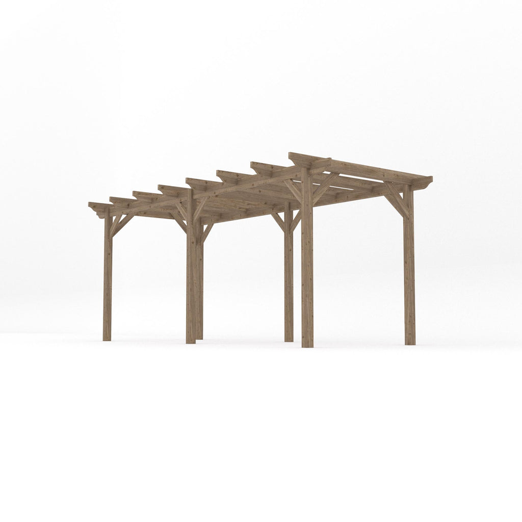 Freestanding Garden Pergola - Rustic Brown - 3.6m Width x 5.4m Length