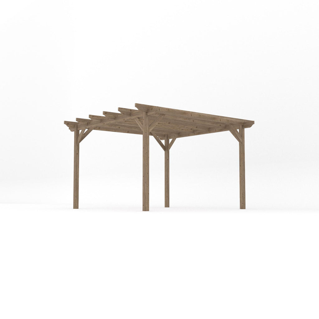 Freestanding Garden Pergola - Rustic Brown - 3.6m Width x 3.6m Length