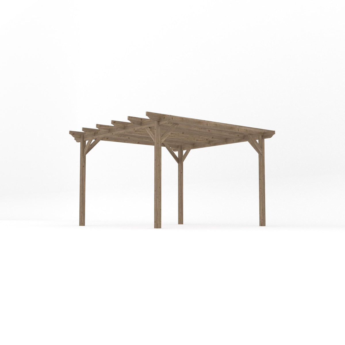 Freestanding Garden Pergola - Rustic Brown - 3.6m Width x 3.6m Length