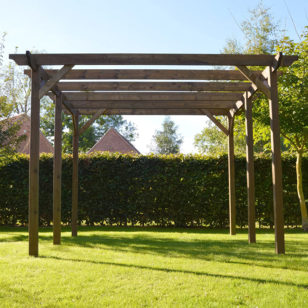 Freestanding Garden Pergola - Rustic Brown - 3.6m Width x 5.4m Length