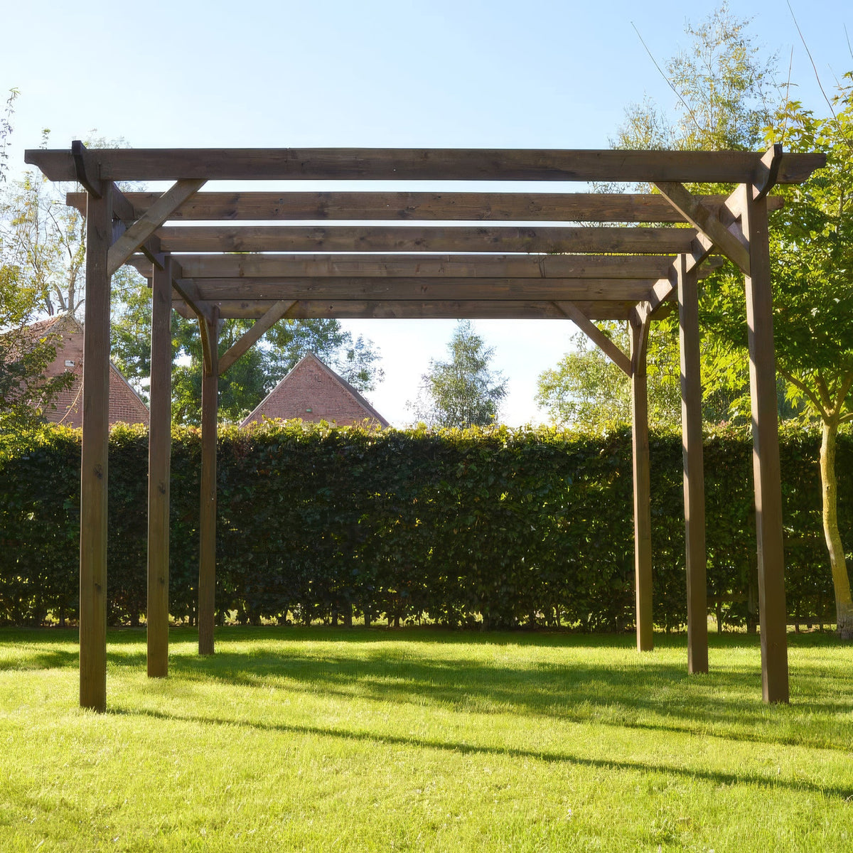 Freestanding Garden Pergola - Rustic Brown - 3.6m Width x 5.4m Length