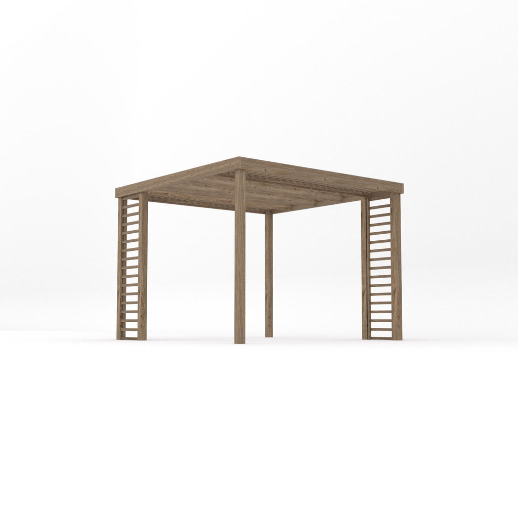 Freestanding Panel Pergola - Rustic Brown - 3m Width x 3m Length