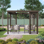 Freestanding Panel Pergola - Rustic Brown - 2.4m Width x 3m Length