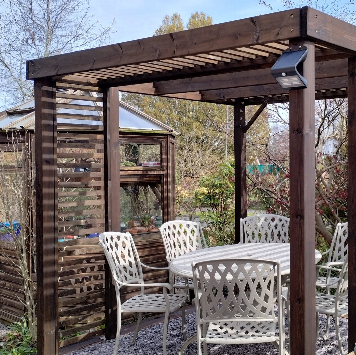 Freestanding Panel Pergola - Rustic Brown - 3m Width x 3m Length