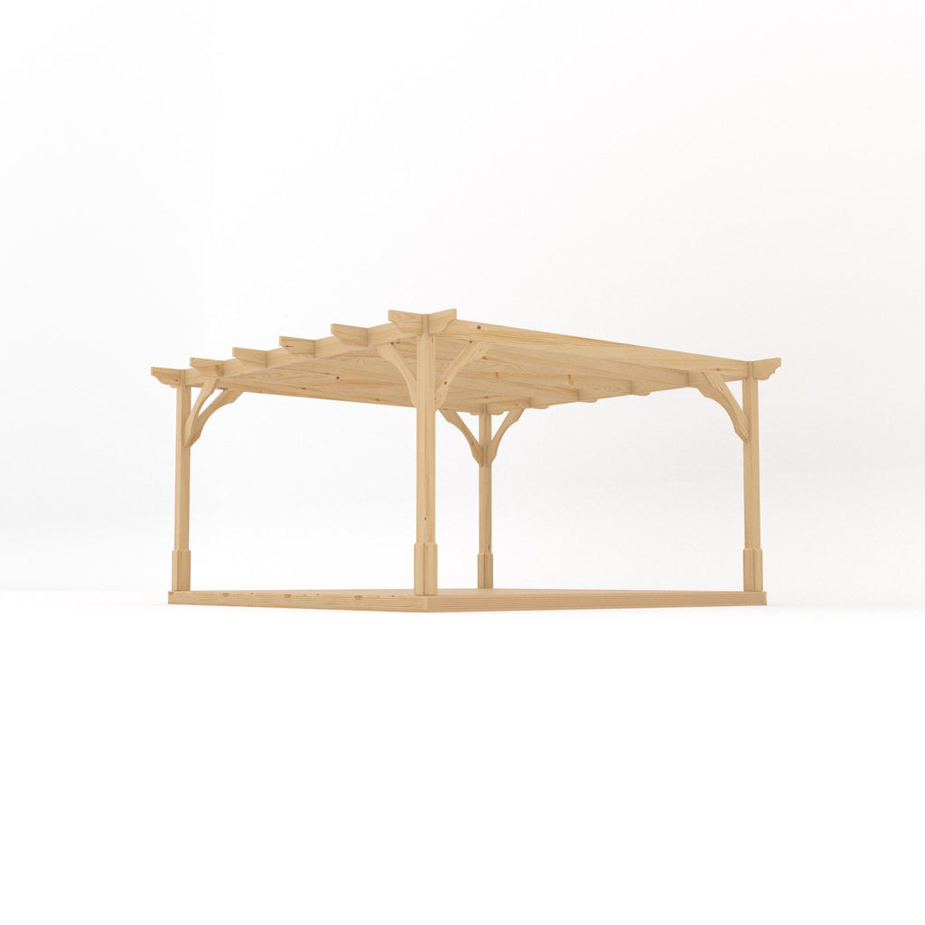 Freestanding Premium Pergola with Decking - Light Green - 4.2m Width x 4.2m Length