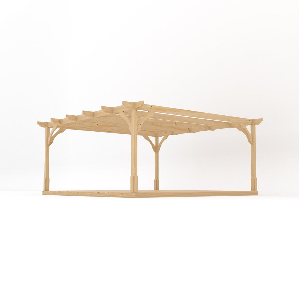 Freestanding Premium Pergola with Decking - Light Green - 4.8m Width x 4.8m Length