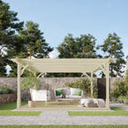 Freestanding Premium Pergola with Decking - Light Green - 4.2m Width x 4.2m Length