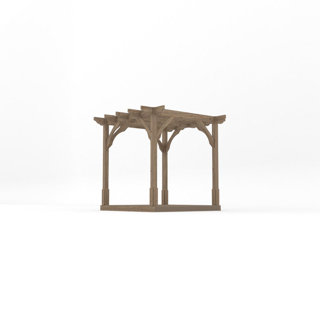 Freestanding Premium Pergola with Decking - Rustic Brown - 2.4m Width x 2.4m Length