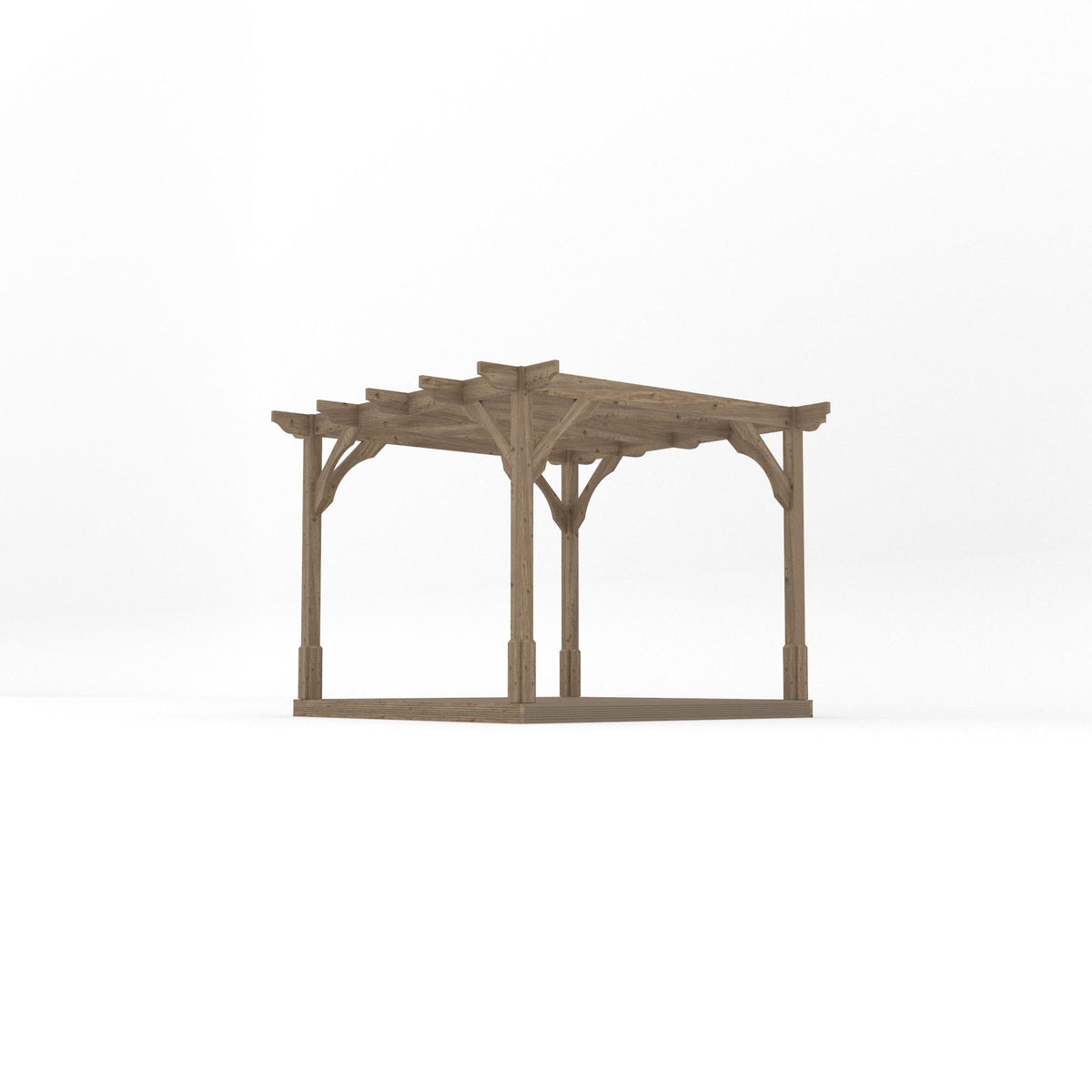 Freestanding Premium Pergola with Decking - Rustic Brown - 3m Width x 3m Length