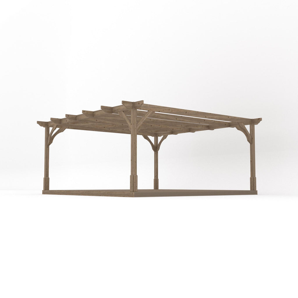 Freestanding Premium Pergola with Decking - Rustic Brown - 4.8m Width x 4.8m Length