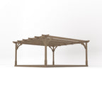 Freestanding Premium Pergola with Decking - Rustic Brown - 4.8m Width x 4.8m Length