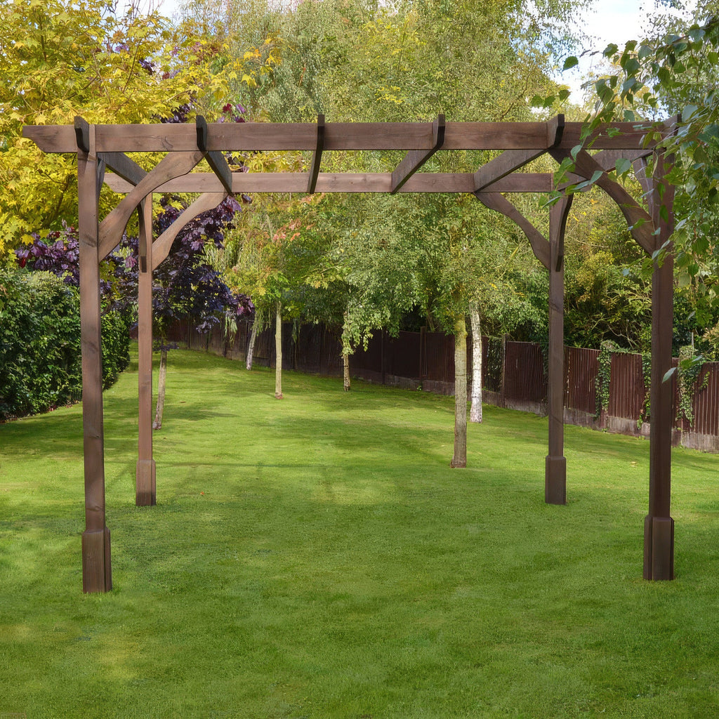 Freestanding Premium Pergola - Rustic Brown - 4.8m Width x 4.8m Length
