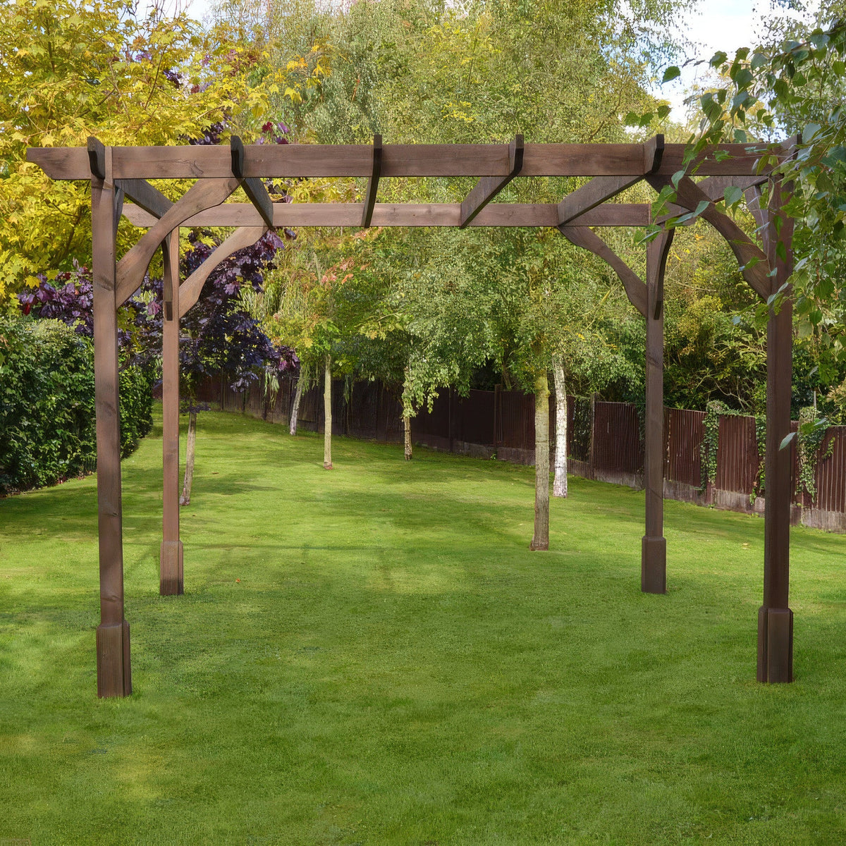Freestanding Premium Pergola - Rustic Brown - 4.8m Width x 4.8m Length