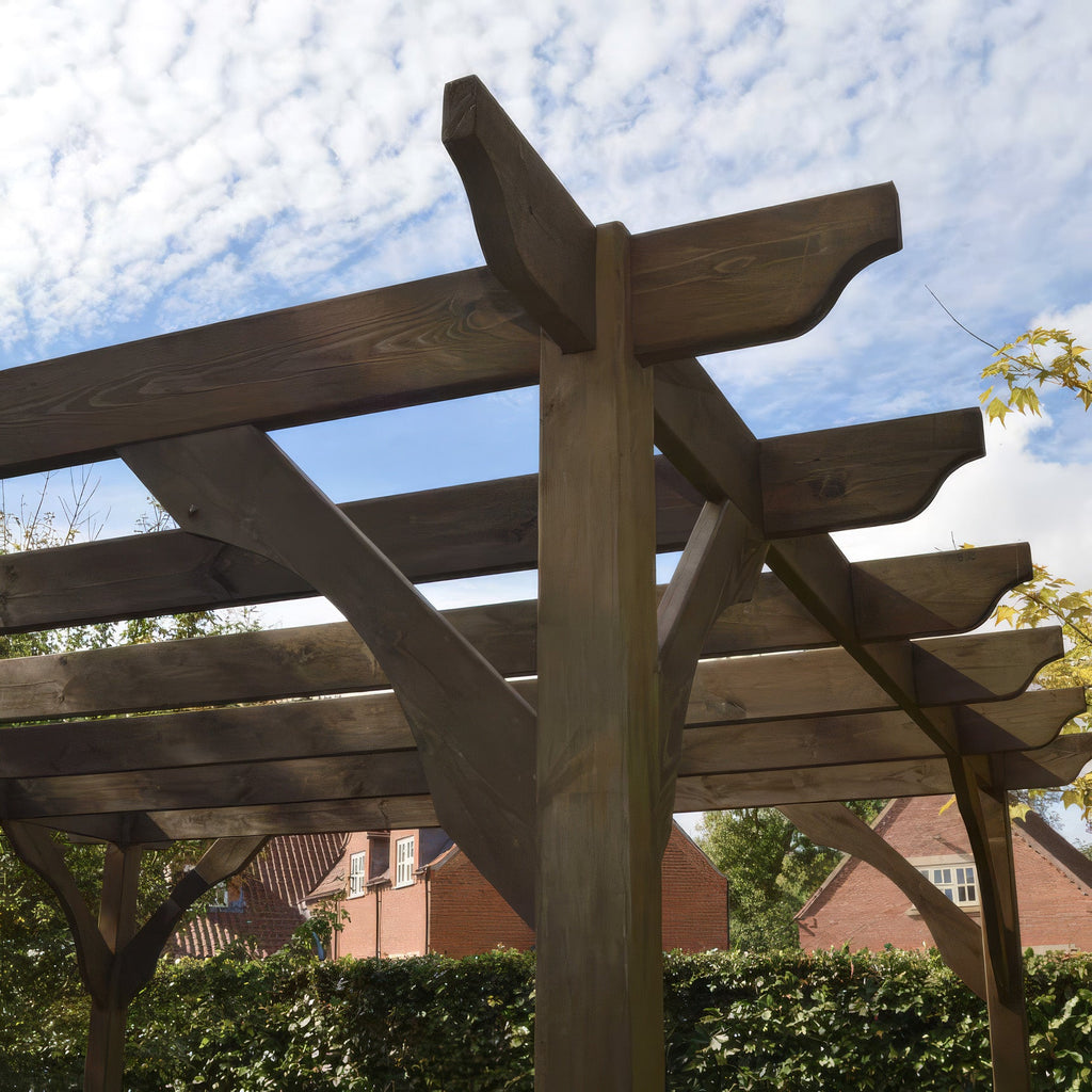 Freestanding Premium Pergola - Rustic Brown - 4.8m Width x 4.8m Length