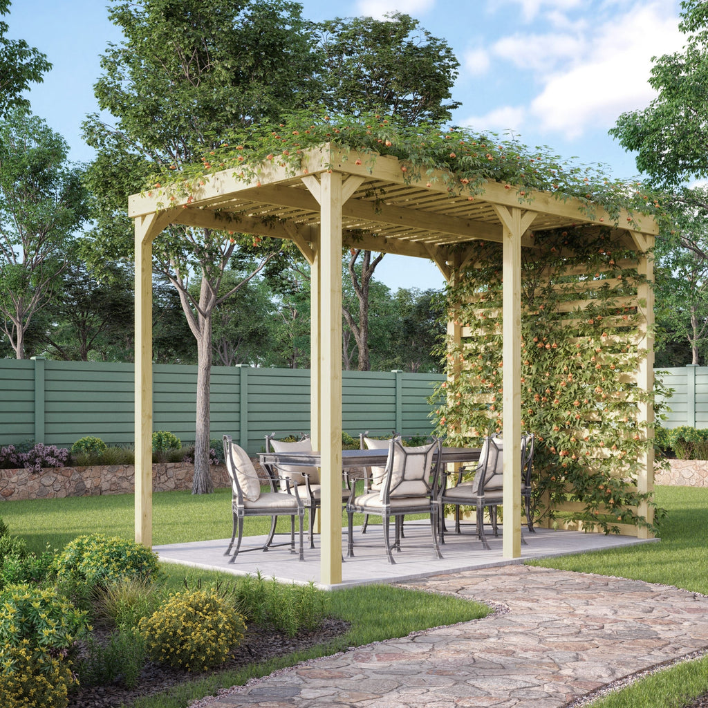 Freestanding Shade Pergola - Light Green - 2.4m Width x 4.8m Length