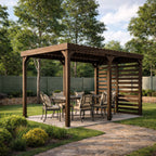 Freestanding Shade Pergola - Rustic Brown - 4.2m Width x 4.8m Length