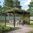Freestanding Shade Pergola - Rustic Brown - 3m Width x 4.8m Length