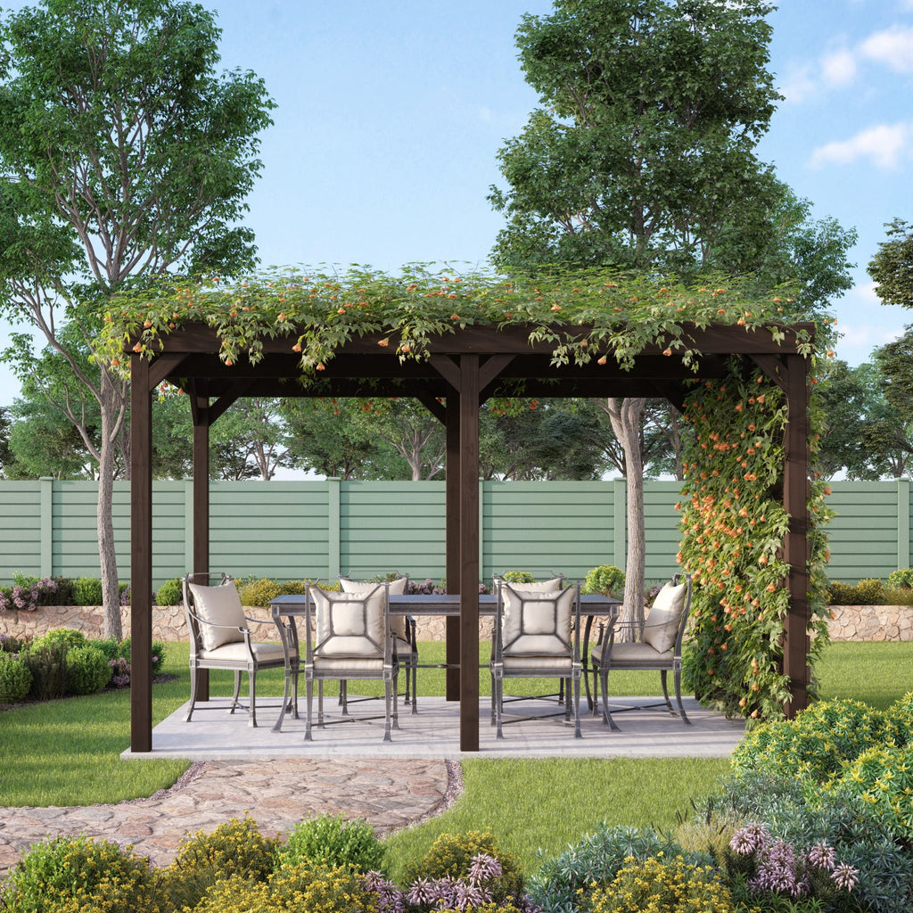 Freestanding Shade Pergola - Rustic Brown - 4.2m Width x 4.8m Length