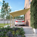 Wall Mounted Polycarbonate Roof Carport - Light Green - 4.5m Depth x 6.5m Width