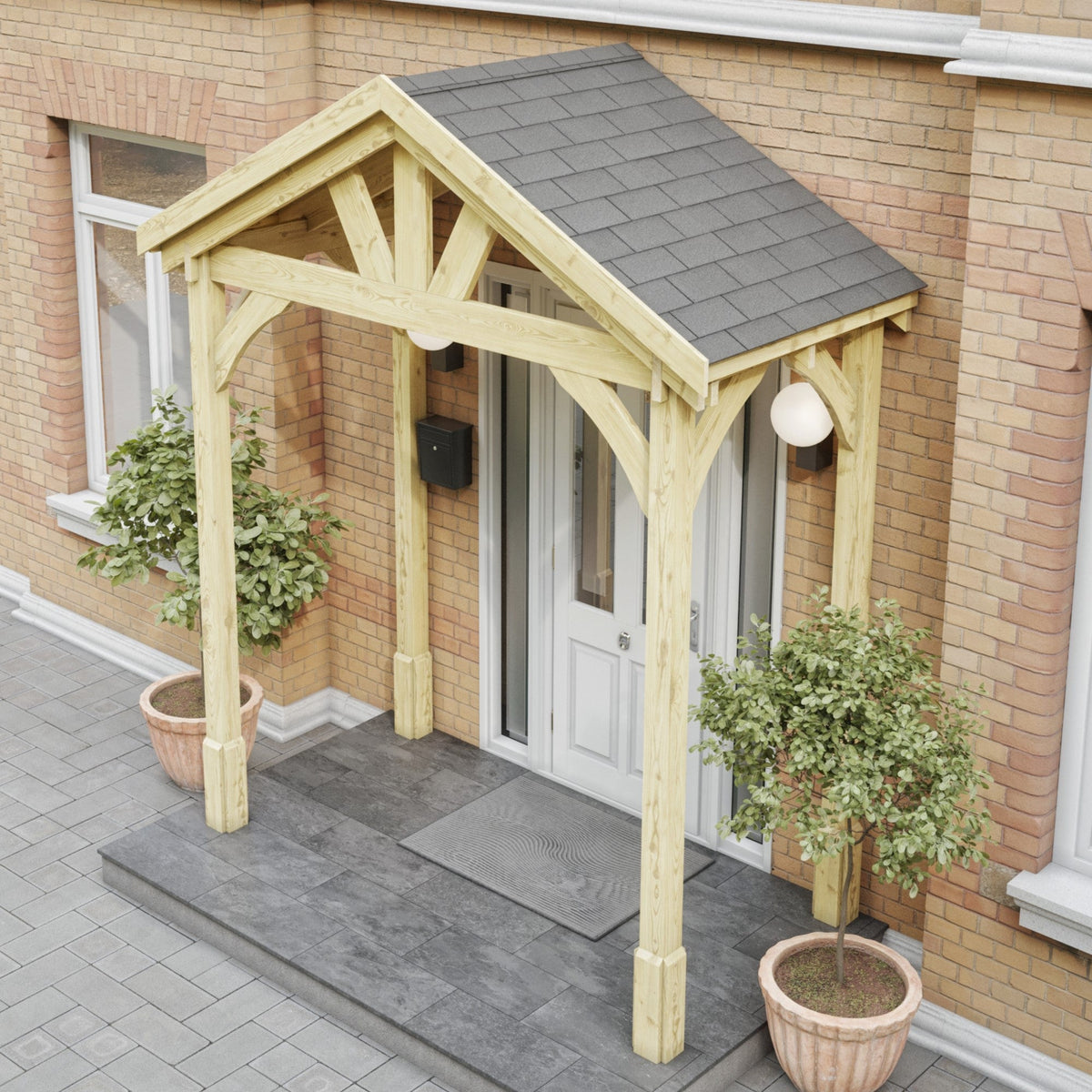 Felt Shingle Roof Porch - Light Green - 1.22m Depth x 2.4m Width