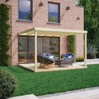 Wall Mounted Box Pergola with Decking - Light Green - 3.6m Depth x 3.6m Length