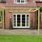 Wall Mounted Box Pergola - Light Green - 3.6m Depth x 4.2m Length