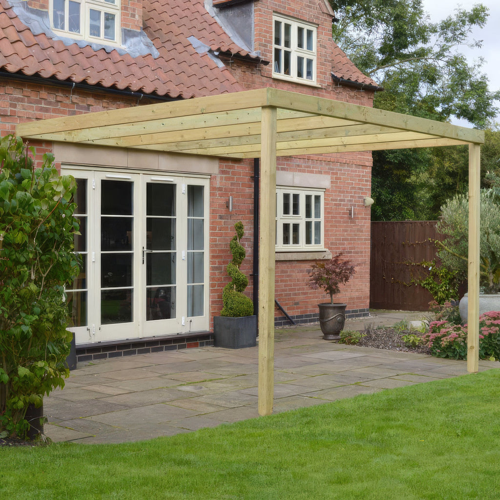 Wall Mounted Box Pergola - Light Green - 2.4m Depth x 2.4m Length