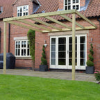 Wall Mounted Box Pergola - Light Green - 4.8m Depth x 4.8m Length