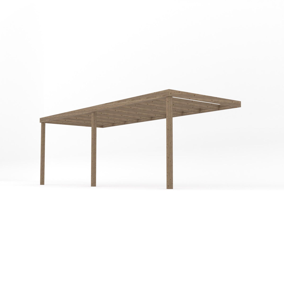 Wall Mounted Box Pergola - Rustic Brown - 4.2m Depth x 6m Length