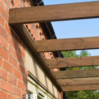 Wall Mounted Box Pergola - Rustic Brown - 2.4m Depth x 6.6m Length