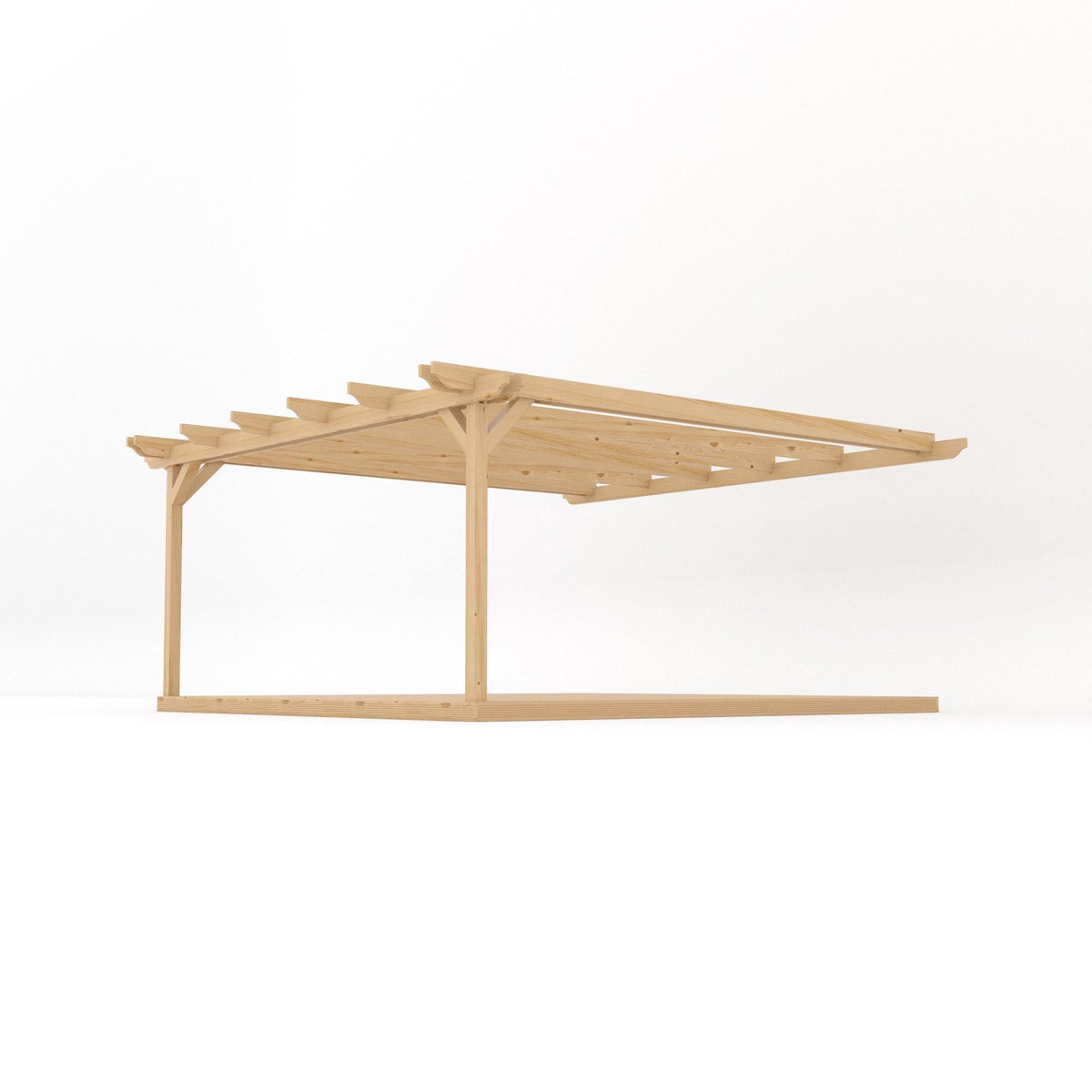 Wall Mounted Double Garden Pergola with Decking - Light Green - 4.8m Depth x 4.8m Length