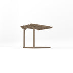 Wall Mounted Double Garden Pergola with Decking - Rustic Brown - 2.4m Depth x 2.4m Length