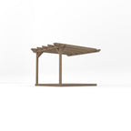 Wall Mounted Double Garden Pergola with Decking - Rustic Brown - 3m Depth x 3m Length
