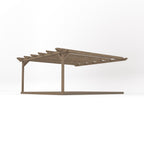 Wall Mounted Double Garden Pergola with Decking - Rustic Brown - 4.8m Depth x 4.8m Length