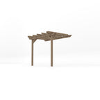 Wall Mounted Double Garden Pergola - Rustic Brown - 1.8m Depth x 3m Length