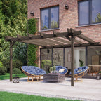 Wall Mounted Double Garden Pergola - Rustic Brown - 1.8m Depth x 3m Length
