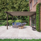 Wall Mounted Double Garden Pergola - Rustic Brown - 1.8m Depth x 4.2m Length