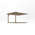 Wall Mounted Double Premium Pergola with Decking - Rustic Brown - 3.6m Depth x 3.6m Length