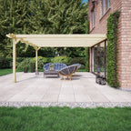 Wall Mounted Double Premium Pergola - Light Green - 1.8m Depth x 3.6m Length