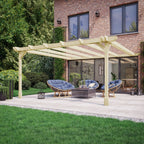 Wall Mounted Double Premium Pergola - Light Green - 2.4m Depth x 4.8m Length