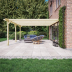 Wall Mounted Double Premium Pergola - Light Green - 3m Depth x 6.6m Length