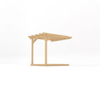 Wall Mounted Garden Pergola with Decking - Light Green - 2.4m Depth x 2.4m Length